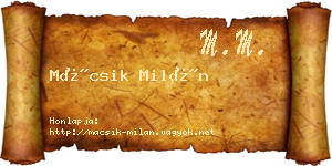 Mácsik Milán névjegykártya