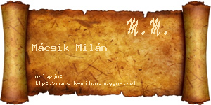 Mácsik Milán névjegykártya