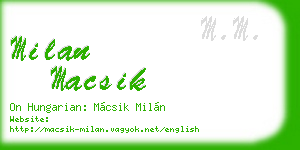 milan macsik business card